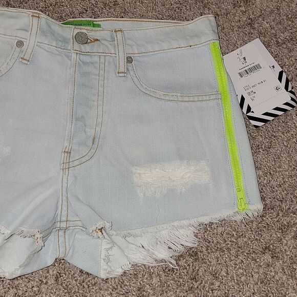 SANDRINE ROSE By Free People Women's Blue Side Zip Distressed Shorts Size 25 NWT - Picture 6 of 14